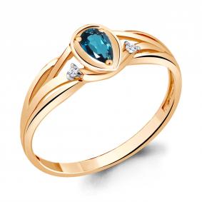 Золотое кольцо AQUAMARINE 6939808 с фианитом и Лондон топазом 6939808 фото