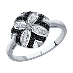 Золотое кольцо SOKOLOV 7010048-3 с бриллиантом и чёрным бриллиантом 7010048-3 фото