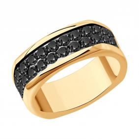 Золотое кольцо SOKOLOV 7010109 с чёрным бриллиантом 7010109 фото