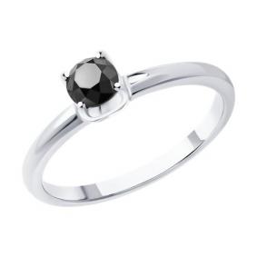Кольцо из белого золота SOKOLOV 7010114-3 с чёрным бриллиантом 7010114-3 фото
