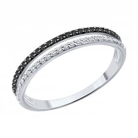 Золотое кольцо SOKOLOV 7010165-3 с бриллиантом и чёрным бриллиантом 7010165-3 фото