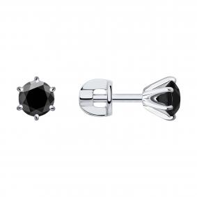 Серьги из белого золота SOKOLOV 7020140-3 с чёрным бриллиантом 7020140-3 фото