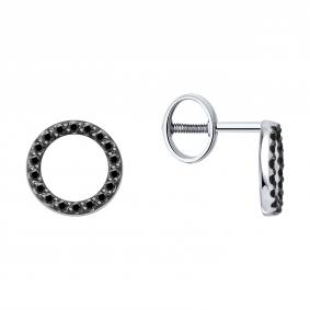 Золотые серьги SOKOLOV 7020172 с чёрным бриллиантом 7020172 фото