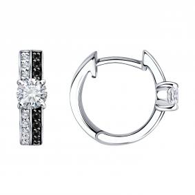 Серьги из белого золота SOKOLOV 7020186-3-5 с чёрным бриллиантом и бриллиантом выращенным 7020186-3-5 фото