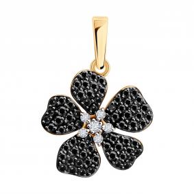 Золотая подвеска SOKOLOV 7030023 с бриллиантом и чёрным бриллиантом 7030023 фото