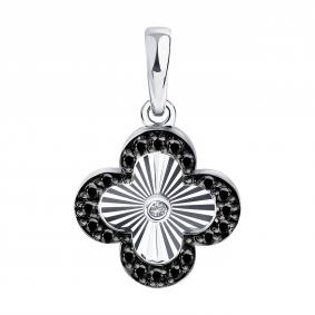 Золотая подвеска SOKOLOV 7030025-3 с бриллиантом и чёрным бриллиантом 7030025-3 фото