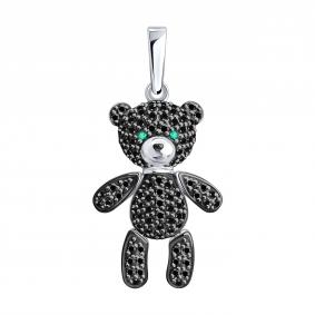 Золотая подвеска SOKOLOV 7030027-3 с изумрудом и чёрным бриллиантом 7030027-3 фото