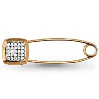 Золотая булавка AQUAMARINE 70481А с фианитом 70481А фото