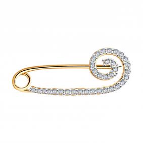 Золотая булавка AQUAMARINE 70487А с фианитом 70487А фото