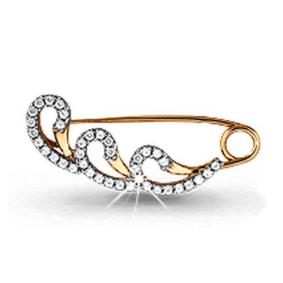 Золотая булавка AQUAMARINE 70489А с фианитом 70489А фото