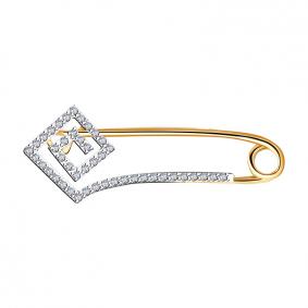 Золотая булавка AQUAMARINE 70491 с фианитом 70491 фото