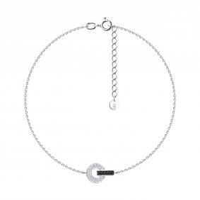 Золотой браслет SOKOLOV 7050017-3 с бриллиантом и чёрным бриллиантом 7050017-3 фото