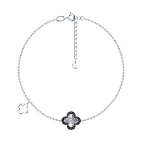 Золотой браслет SOKOLOV 7050027-3 с бриллиантом и чёрным бриллиантом 7050027-3 фото