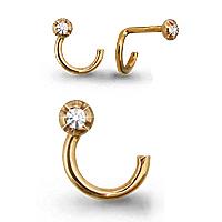 Золотой пирсинг в нос Аквамарин с фианитом 70513А 70513А фото