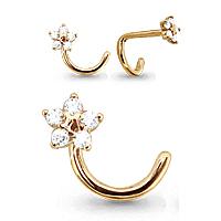 Золотой пирсинг в нос AQUAMARINE с фианитом 70520А 70520А фото