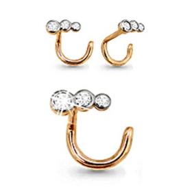 Золотой пирсинг в нос AQUAMARINE с фианитом 70523А 70523А фото