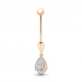 Золотой пирсинг в пупок AQUAMARINE с фианитом 70532А 70532А фото
