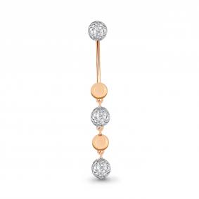 Золотой пирсинг в пупок AQUAMARINE с фианитом 70534А 70534А фото