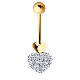 Золотой пирсинг в пупок AQUAMARINE с фианитом 70535А 70535А фото