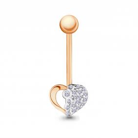 Золотой пирсинг в пупок AQUAMARINE с фианитом 70537А 70537А фото