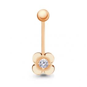 Золотой пирсинг в пупок AQUAMARINE с фианитом 70538А 70538А фото