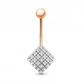 Золотой пирсинг в пупок AQUAMARINE с фианитом 70539А 70539А фото