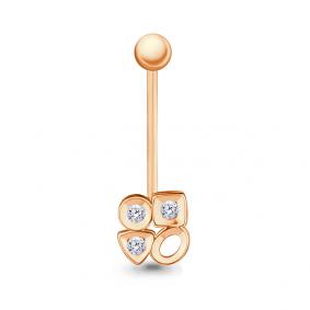 Золотой пирсинг в пупок Аквамарин с фианитом 70540А 70540А фото