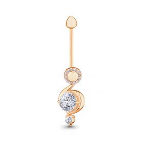 Золотой пирсинг в пупок AQUAMARINE с фианитом 70558А 70558А фото