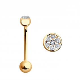 Золотой пирсинг в язык AQUAMARINE с фианитом 70564А 70564А фото