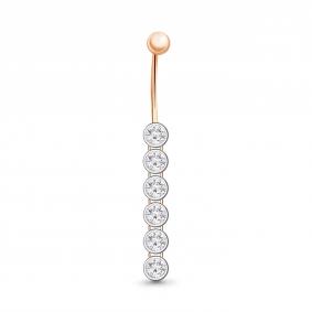 Золотой пирсинг в пупок AQUAMARINE с фианитом 70572А 70572А фото