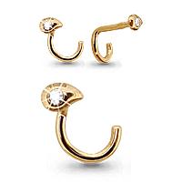 Золотой пирсинг в нос Аквамарин с фианитом 70578А 70578А фото