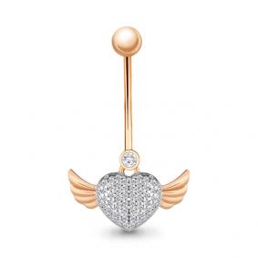 Золотой пирсинг в пупок AQUAMARINE с фианитом 70582А 70582А фото
