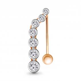 Золотой пирсинг в пупок AQUAMARINE с фианитом 70583А 70583А фото