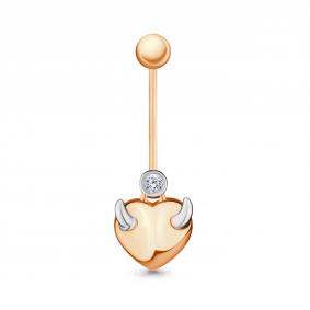 Золотой пирсинг в пупок AQUAMARINE с фианитом 70588А 70588А фото