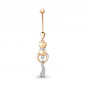 Золотой пирсинг в пупок AQUAMARINE с фианитом 70596А 70596А фото