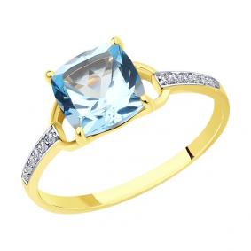 Кольцо из лимонного золота SOKOLOV 71-00006-2 с топазом и бриллиантом 71-00006-2 фото