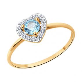 Золотое кольцо SOKOLOV 71-00087 с топазом и бриллиантом 71-00087 фото