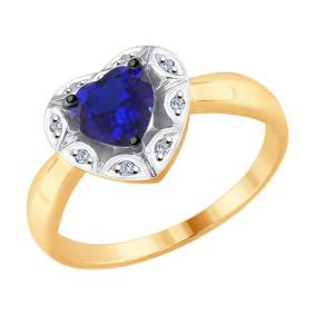 Золотое кольцо SOKOLOV 71-00135 с бриллиантом и сапфировым корундом 71-00135 фото