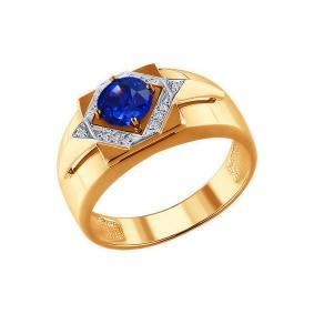 Золотое кольцо SOKOLOV 71-00169 с бриллиантом и сапфировым корундом 71-00169 фото