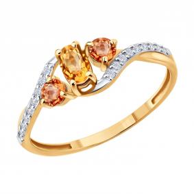 Золотое кольцо SOKOLOV 71-00352 с топазом и сапфиром 71-00352 фото