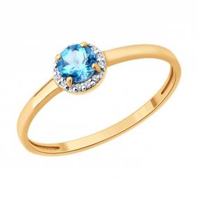 Золотое кольцо SOKOLOV 71-00356 с топазом и бриллиантом 71-00356 фото