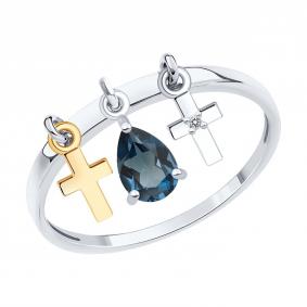 Золотое кольцо SOKOLOV 71-00364-3 с бриллиантом и Лондон топазом 71-00364-3 фото