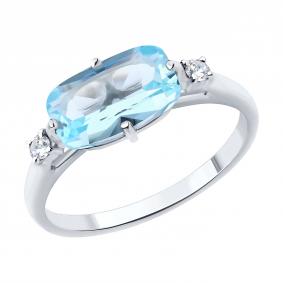 Кольцо из белого золота SOKOLOV 71-00365-3 с топазом и бриллиантом выращенным 71-00365-3 фото