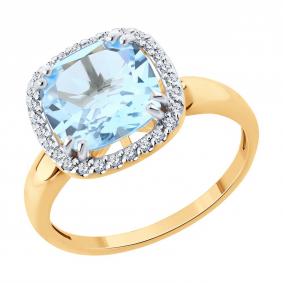 Золотое кольцо SOKOLOV 71-00368 с топазом и бриллиантом 71-00368 фото