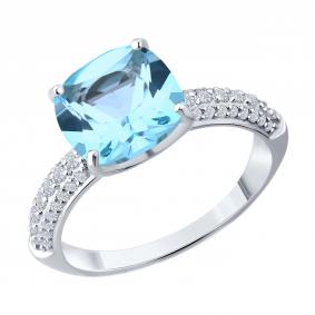 Кольцо из белого золота SOKOLOV 71-00369-3 с топазом и бриллиантом выращенным 71-00369-3 фото