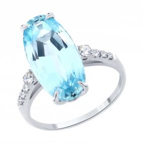 Кольцо из белого золота SOKOLOV 71-00370-3 с топазом и бриллиантом выращенным 71-00370-3 фото