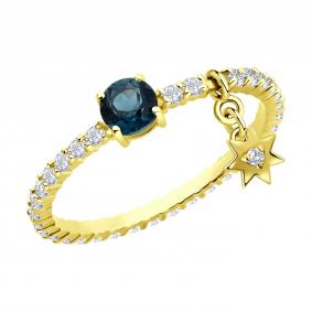 Золотое кольцо SOKOLOV 71-00376-2 с топазом, бриллиантом и Лондон топазом 71-00376-2 фото