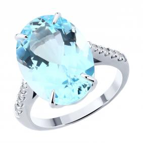 Кольцо из белого золота SOKOLOV 71-00379-3 с топазом и бриллиантом выращенным 71-00379-3 фото