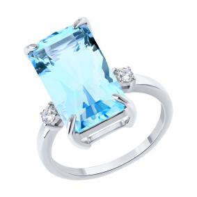 Кольцо из белого золота SOKOLOV 71-00381-3 с топазом и бриллиантом выращенным 71-00381-3 фото