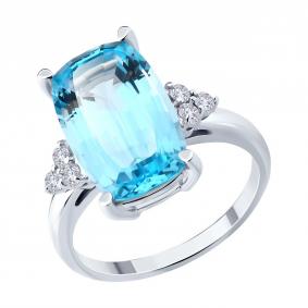 Кольцо из белого золота SOKOLOV 71-00389-3 с топазом и бриллиантом выращенным 71-00389-3 фото